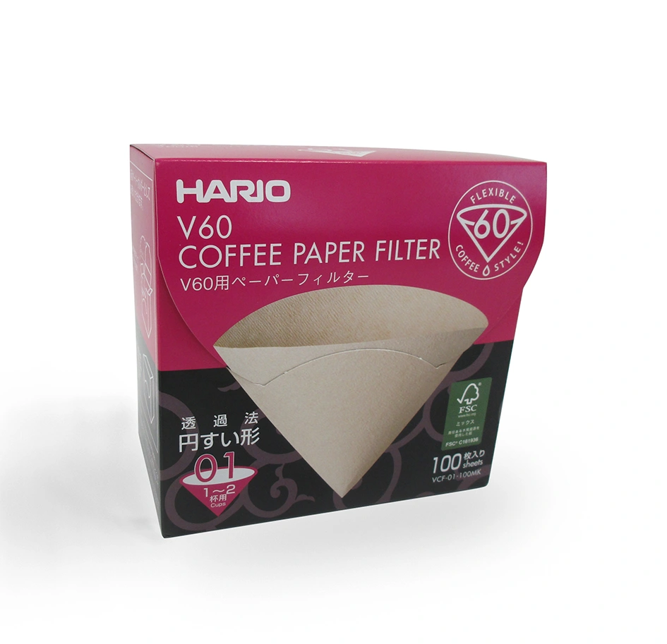 Hario V60 Coffee Filter Paper Size 01 Brown (100 Pack)